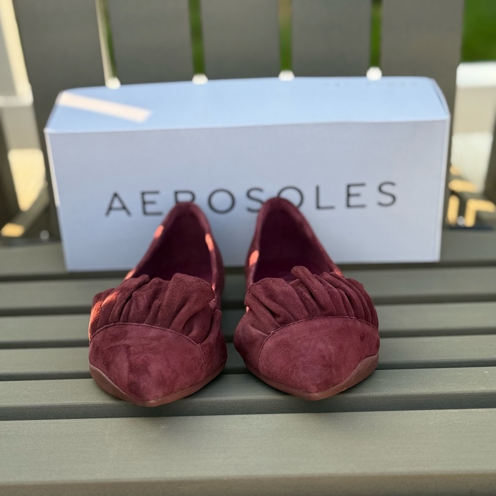 NIB Aerosoles Women's Dillion
Ruffled Point Toe Suede Flats